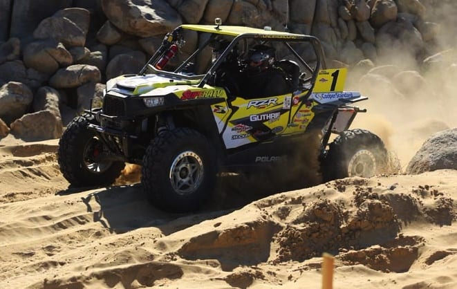 When it comes to tire choice, all of the ITP-sponsored desert racers (Like Mitch Guthrie Sr. shown) choose to run UltraCross R Spec tires on their side-by-side vehicles because the tire offers versatile traction and an 8-ply radial construction.