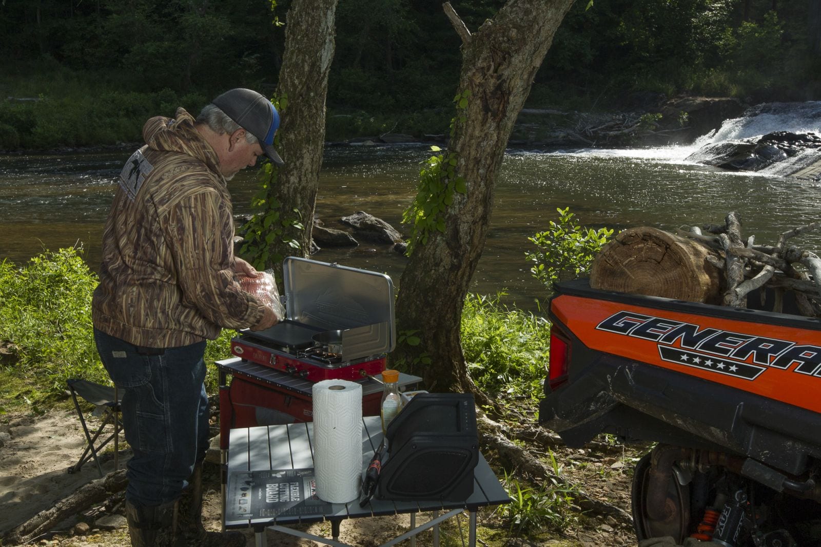 I was so glad I had brought my Camp Chef Rainier stove to cook on and the Camp Chef Sherpa table and organizer held all of the essentials for the feast.