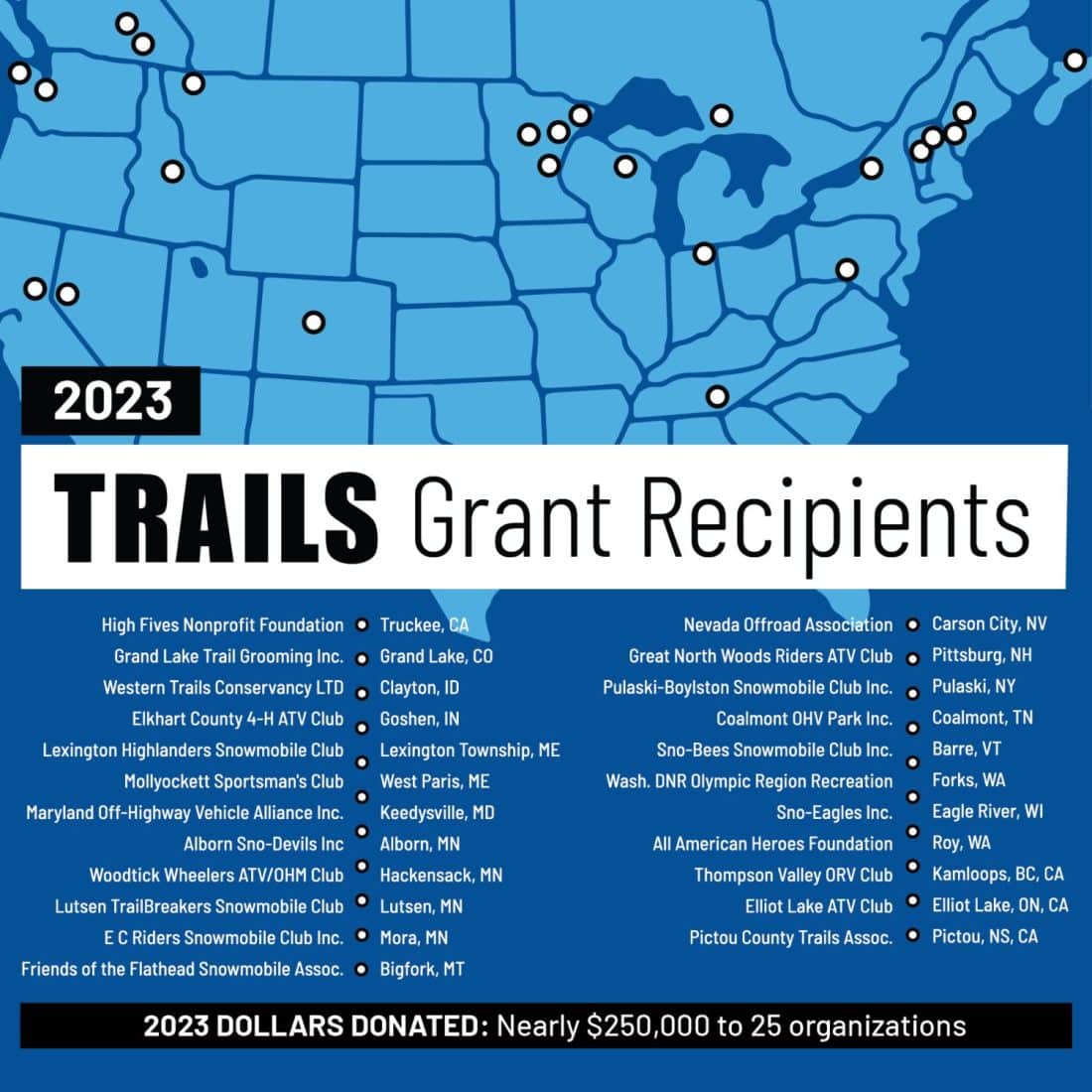 Polaris Donates More Than $100,000 to Off-Road and Snow Organizations through its Fall 2023 TRAILS GRANTS